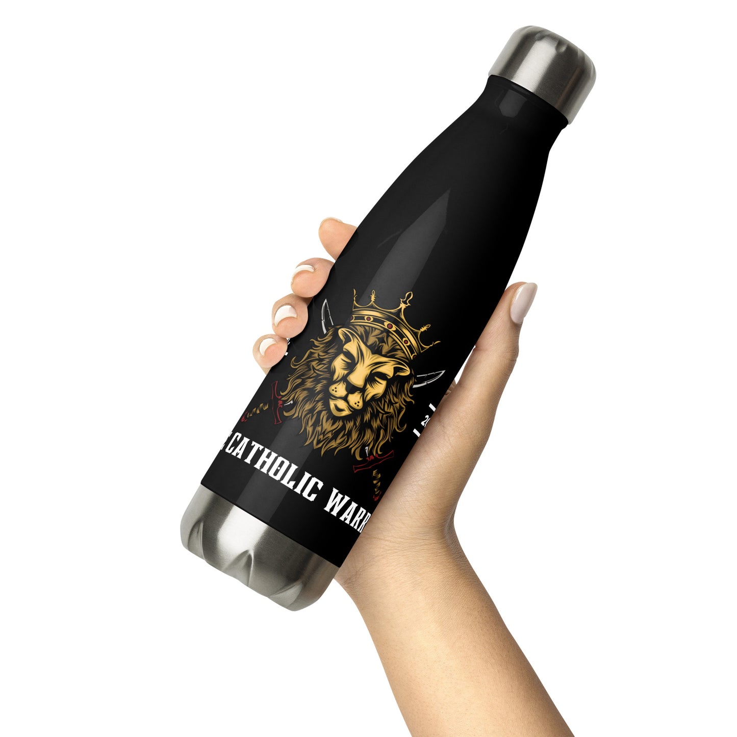 The Catholic Warrior ALL BLACK Stainless steel water bottle