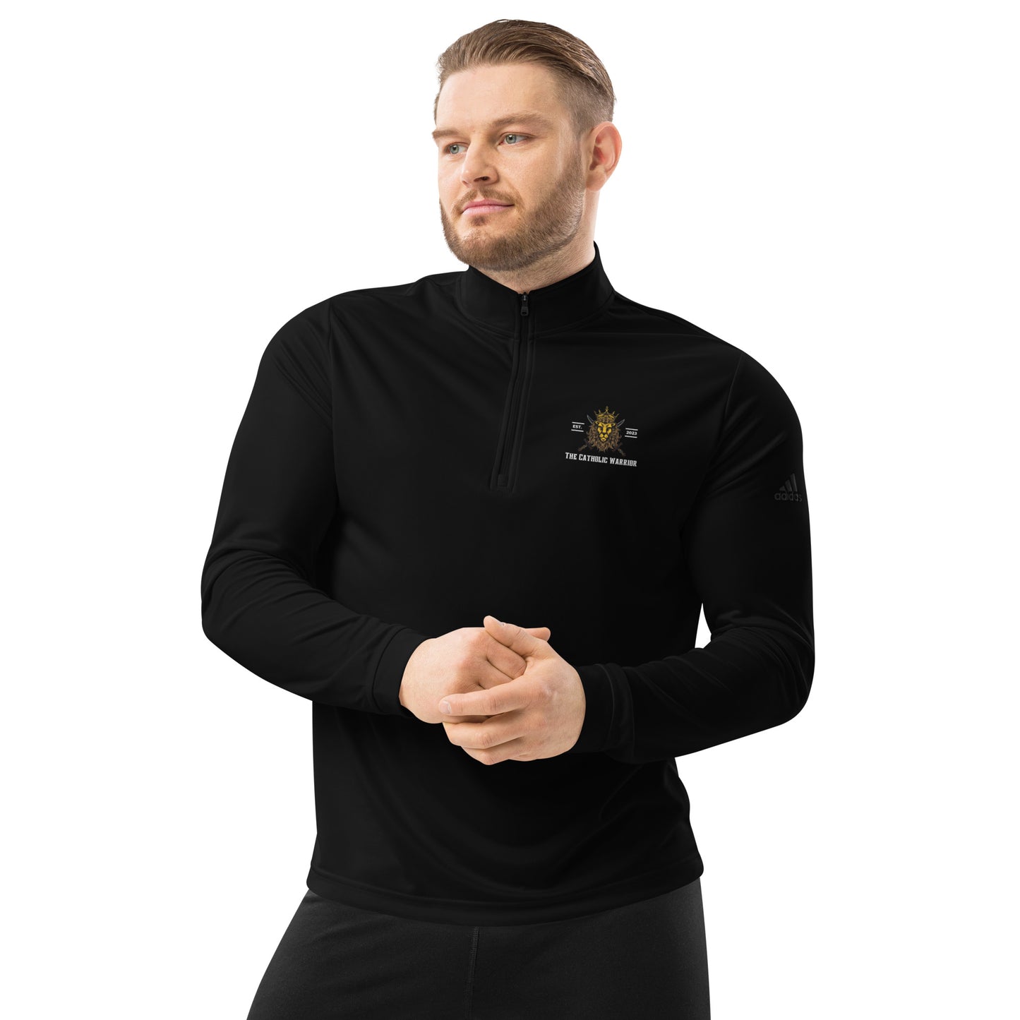 A Warrior's Quarter zip pullover (available only in black)